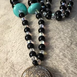 Crystal, Turquoise and Onyx Mala Prayer Beads